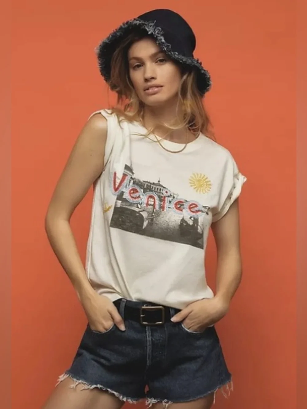 Anthropologie LetLuv Embroidered Venice Graphic Tee XXS - Picture 1 of 6